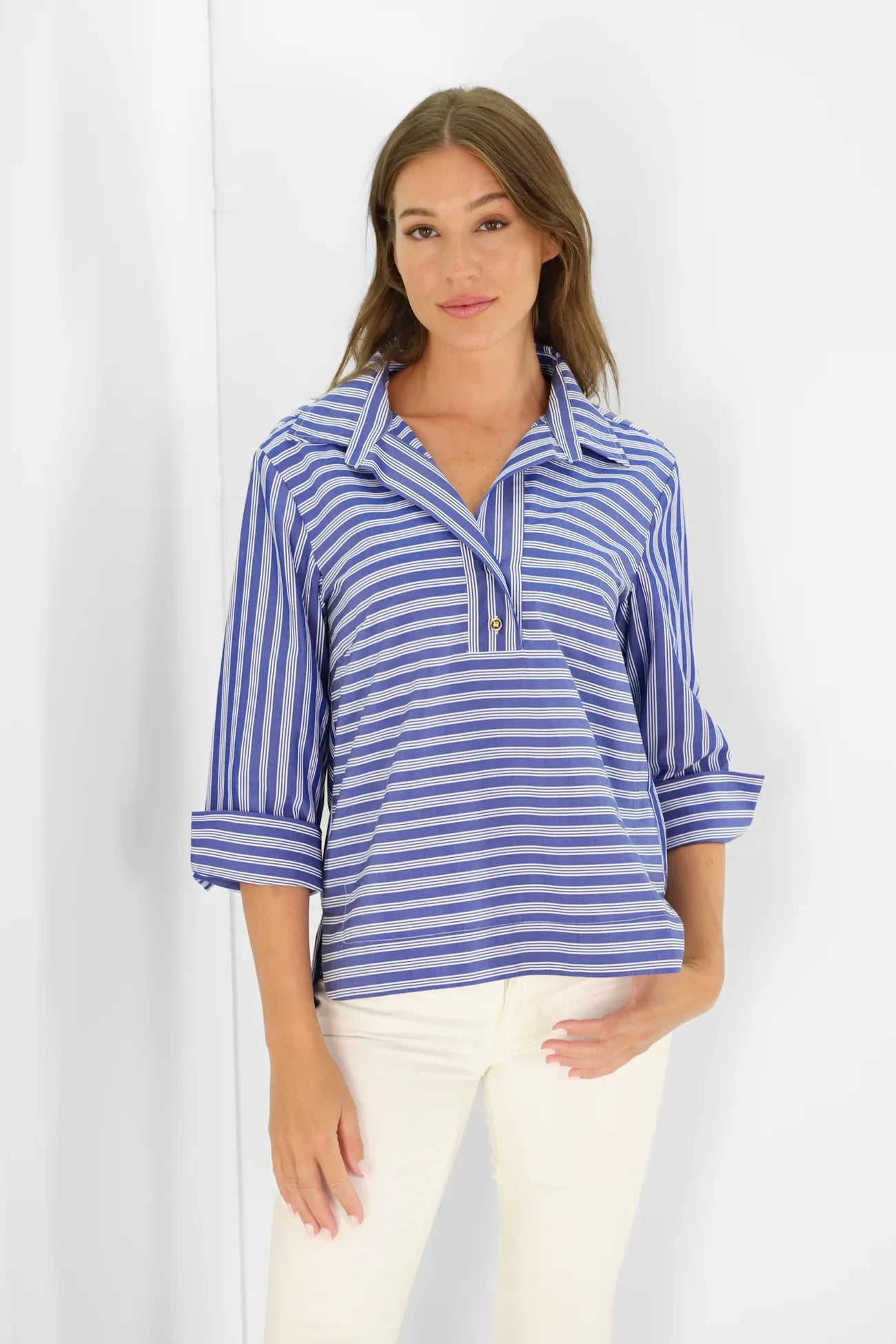 Toni Top - XS / Navy Quad Stripe - Tops-Woven/Blouses