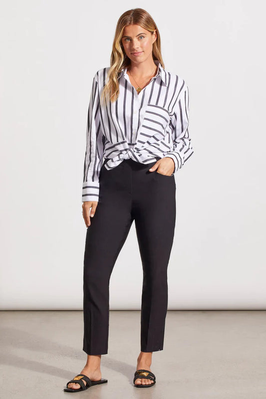 Tribal Flatten It Pull on Ankle Pant with Slits - The French Shoppe