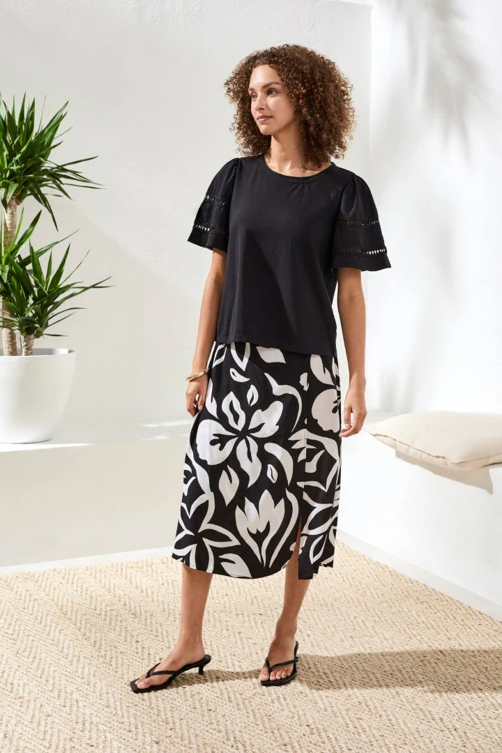 Flutter Sleeve Crew Neck Top