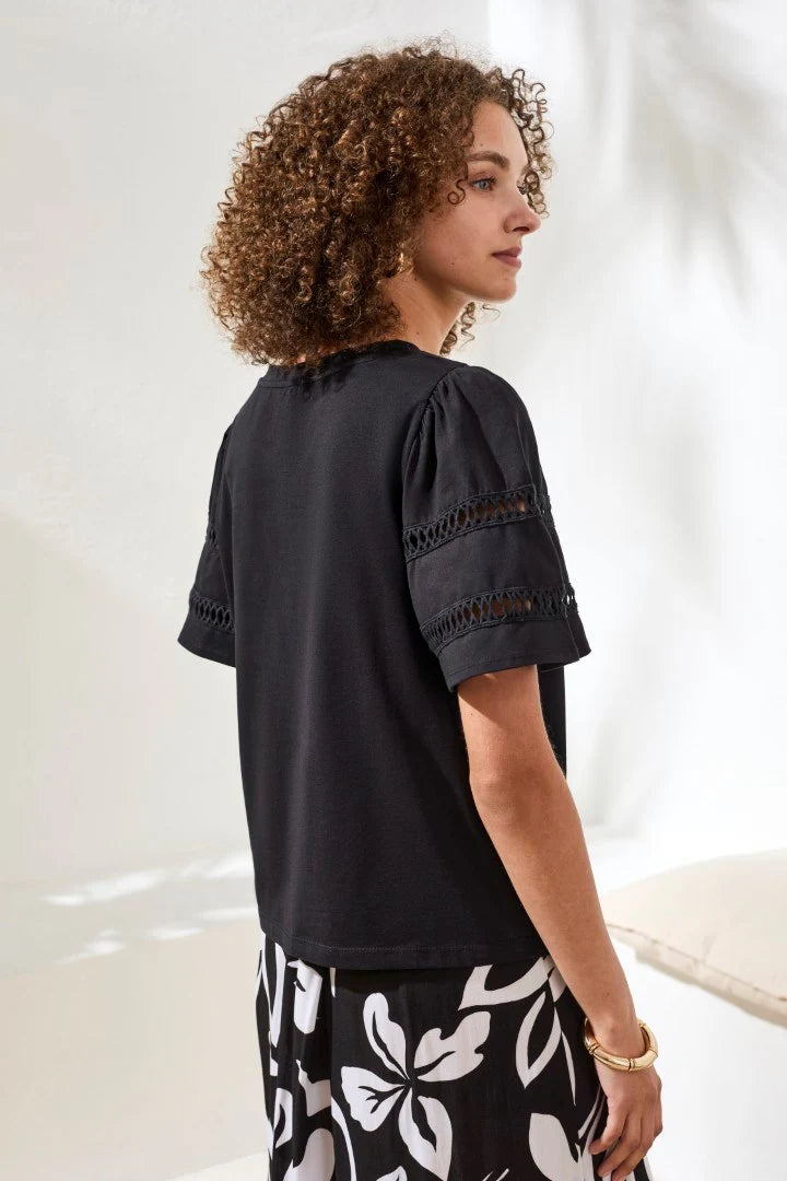 Flutter Sleeve Crew Neck Top