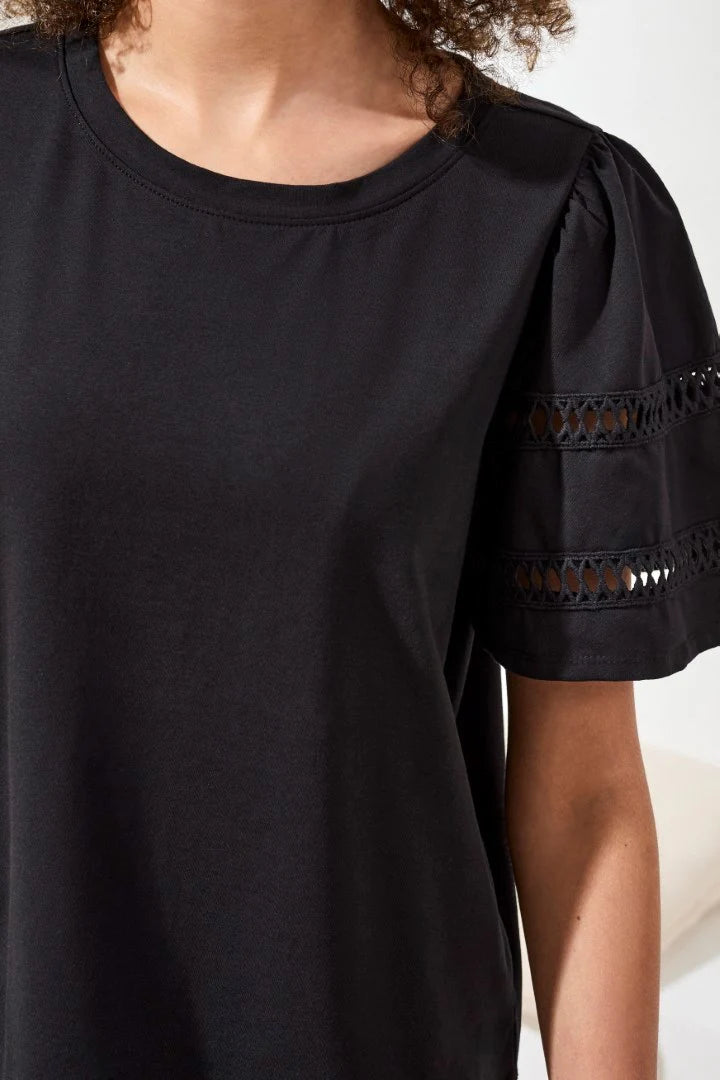 Flutter Sleeve Crew Neck Top