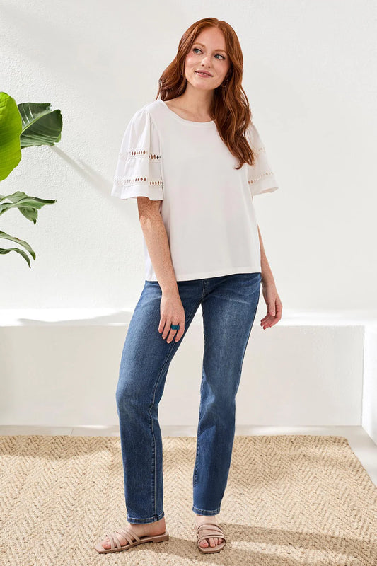 Flutter Sleeve Crew Neck Top