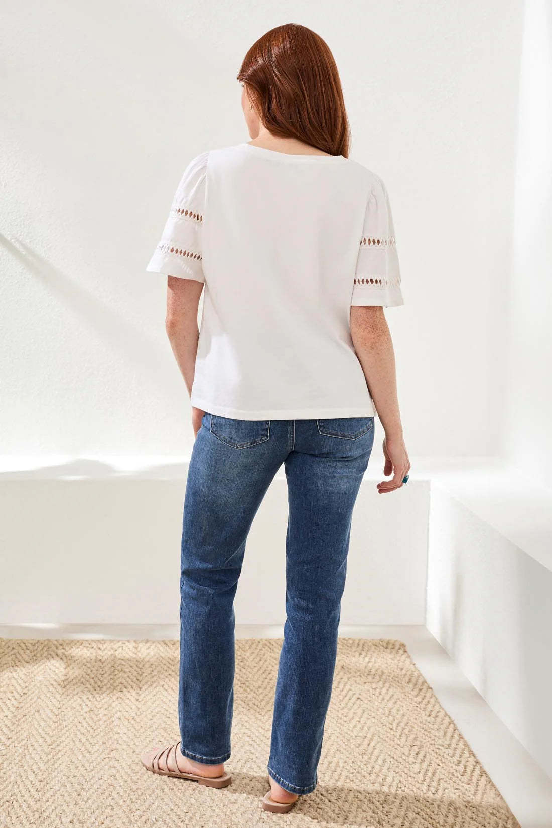 Flutter Sleeve Crew Neck Top