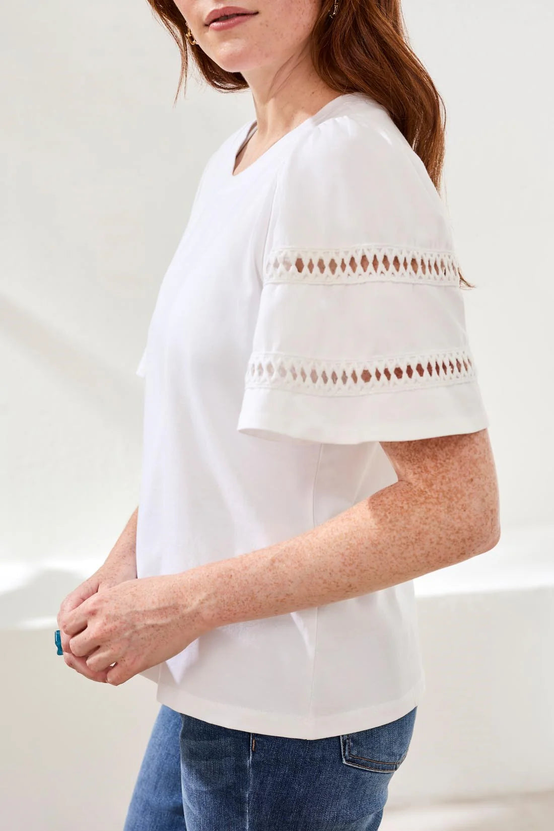 Flutter Sleeve Crew Neck Top