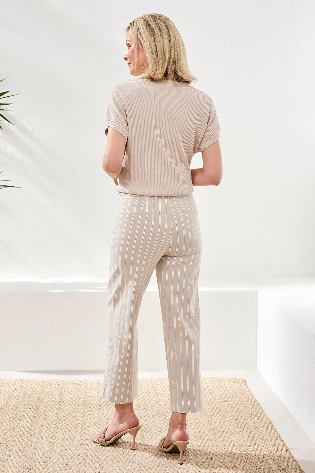 Bengaline Stripe Pull-On Capri Pants