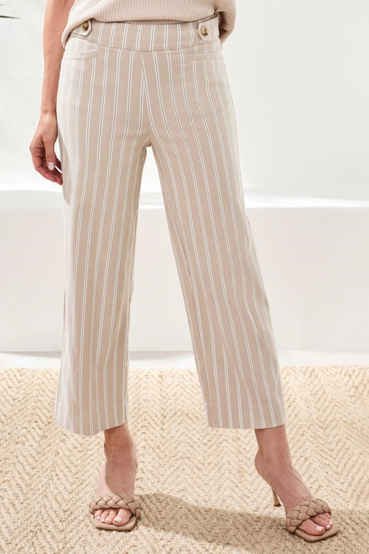 Bengaline Stripe Pull-On Capri Pants