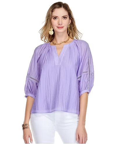 Trimmed Peasant Top - Small / Violet - Tops-Novelty/Cut & Sewn