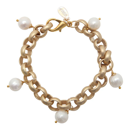 Turkish Gold Bracelet with Pearls - Jewelry