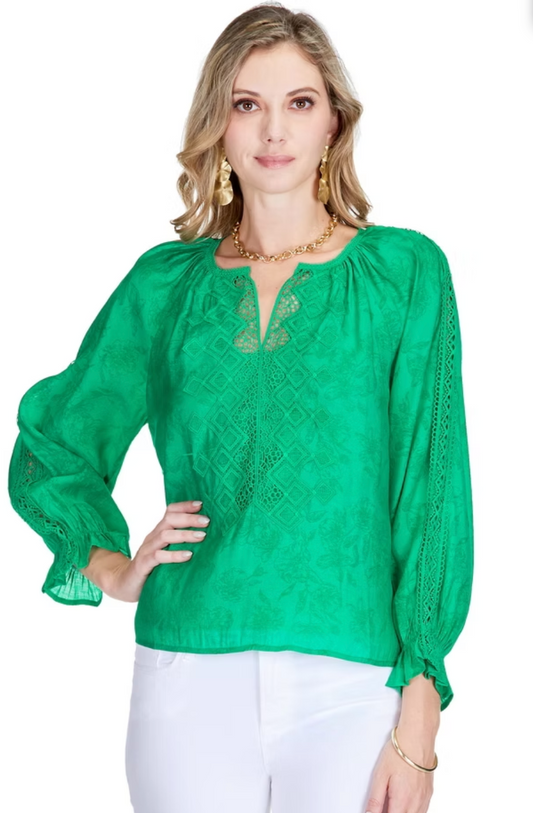 Waverly Top - Small / Green - Tops-Woven/Blouses