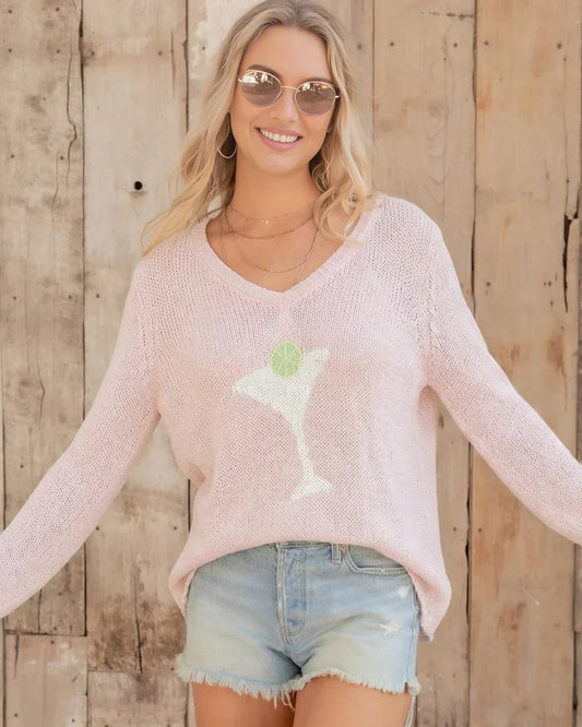 Cocktail Vneck Cotton Sweater